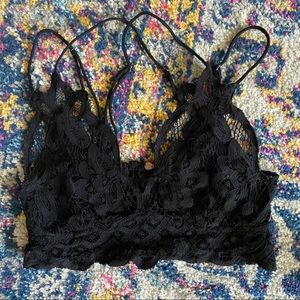 Free People Adella Lace Bra Black Small